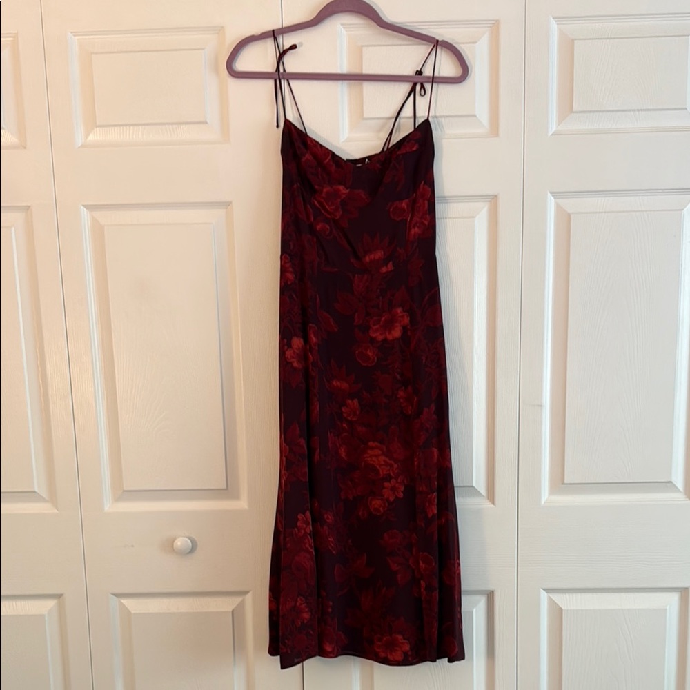Reformation Burgundy and Red Floral Dress